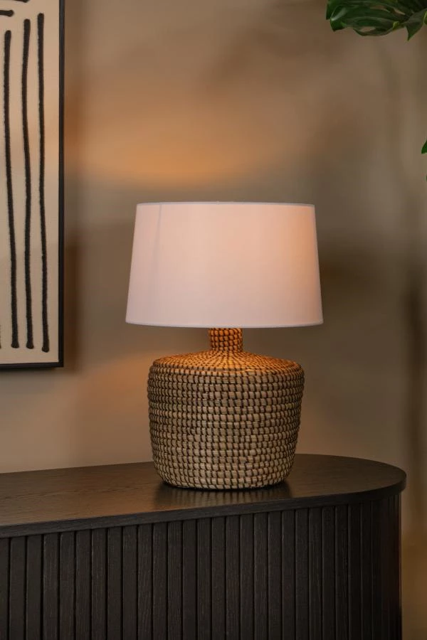 Lucide Premium AMBALA - Lampe de table - Ø 35 cm - 1xE27 - Naturel - ambiance 1